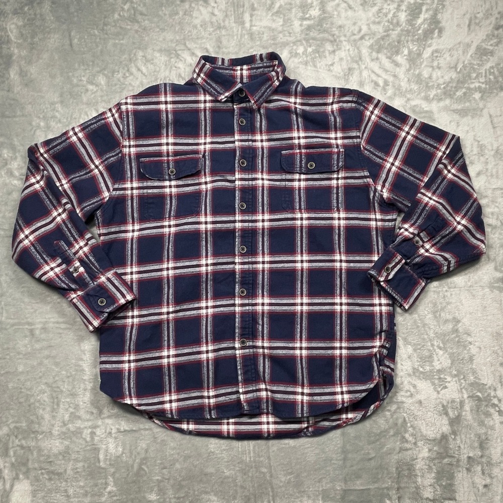 Jachs Flannel Shirt Mens XL Navy Red White Plaid Long Sleeve Button Down